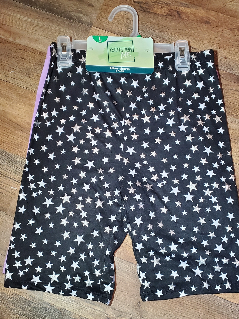 Extremely Me Kids' Black Star Print Biker Shorts with Pink Side Panel